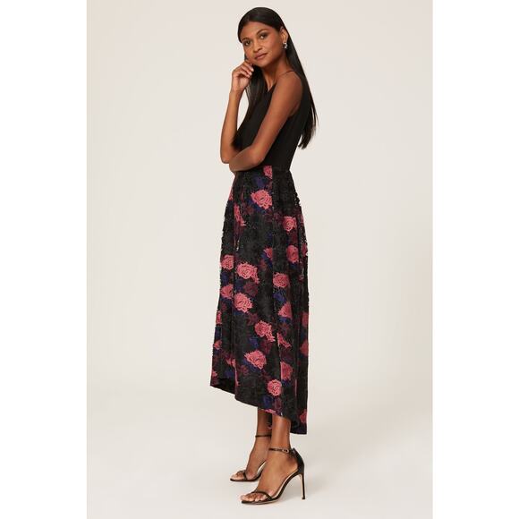 HUTCH Black Purple Floral Lace Skirt V-Neck Plunging High-Low Dress Size 4 - Picture 2 of 14